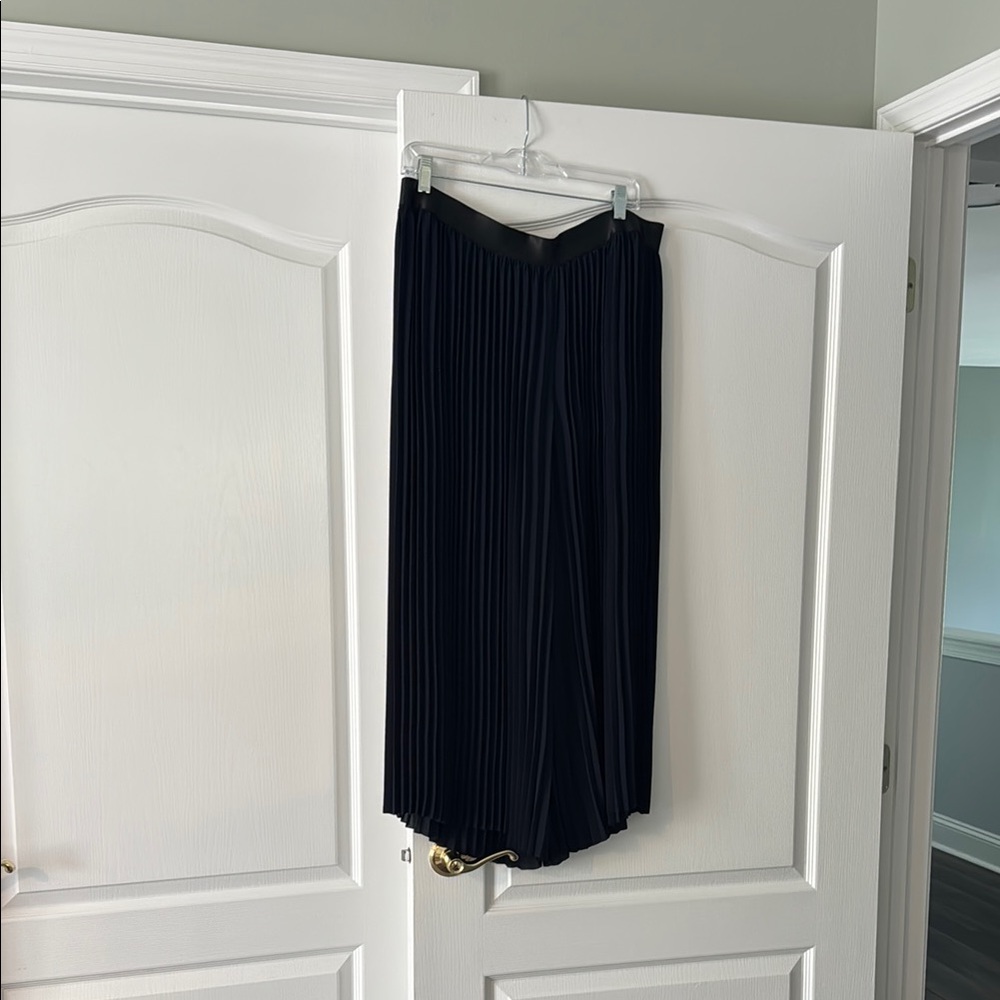 Zara Navy Pleated Wide Leg Pants